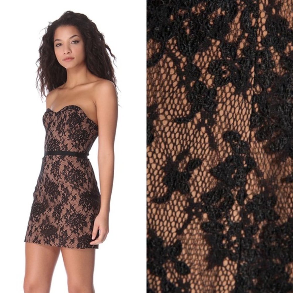 Haute Hippie Lace Corset Mini Dress in Black
